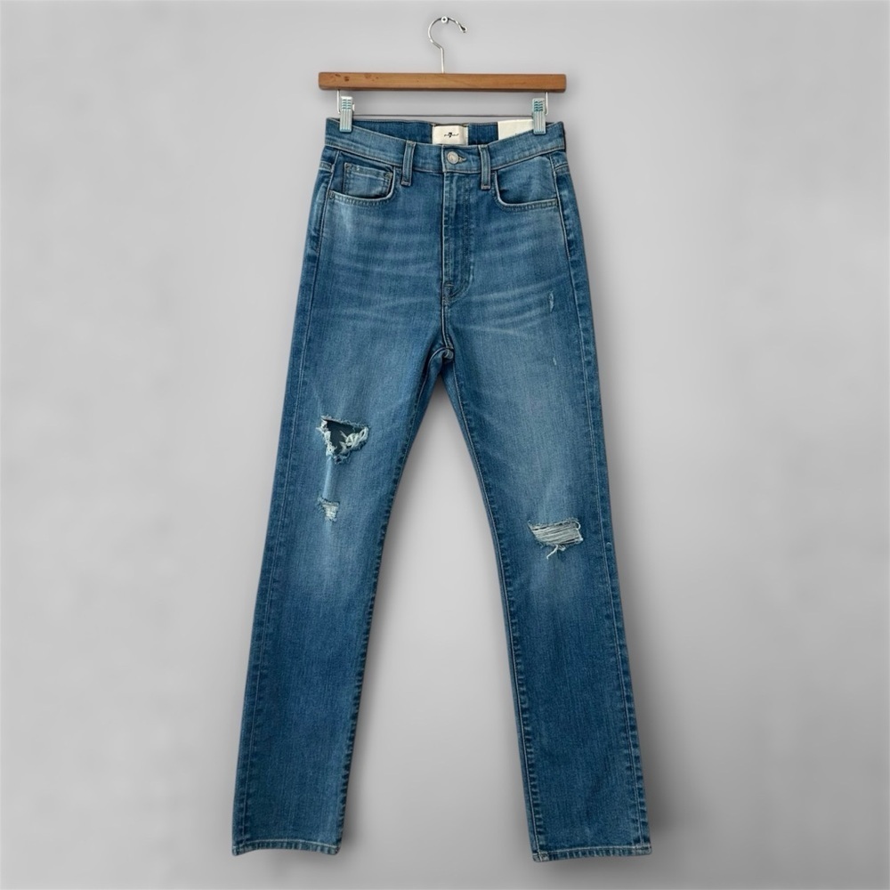 New 7 For All Mankind Easy Slim Distressed Jeans Dream Wade Back Floral Design